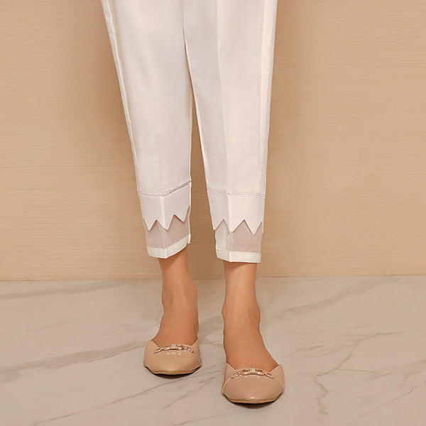 Off-White Cotton Trouser With Organza WRT-04
