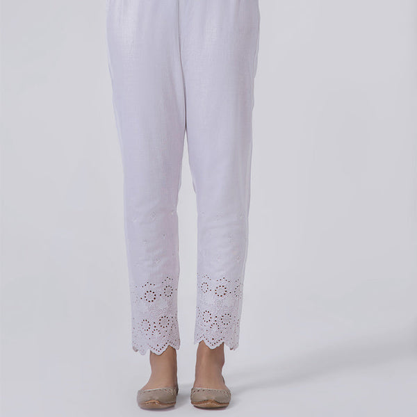 Embroidered Off-White Trouser Cotton WRT-02